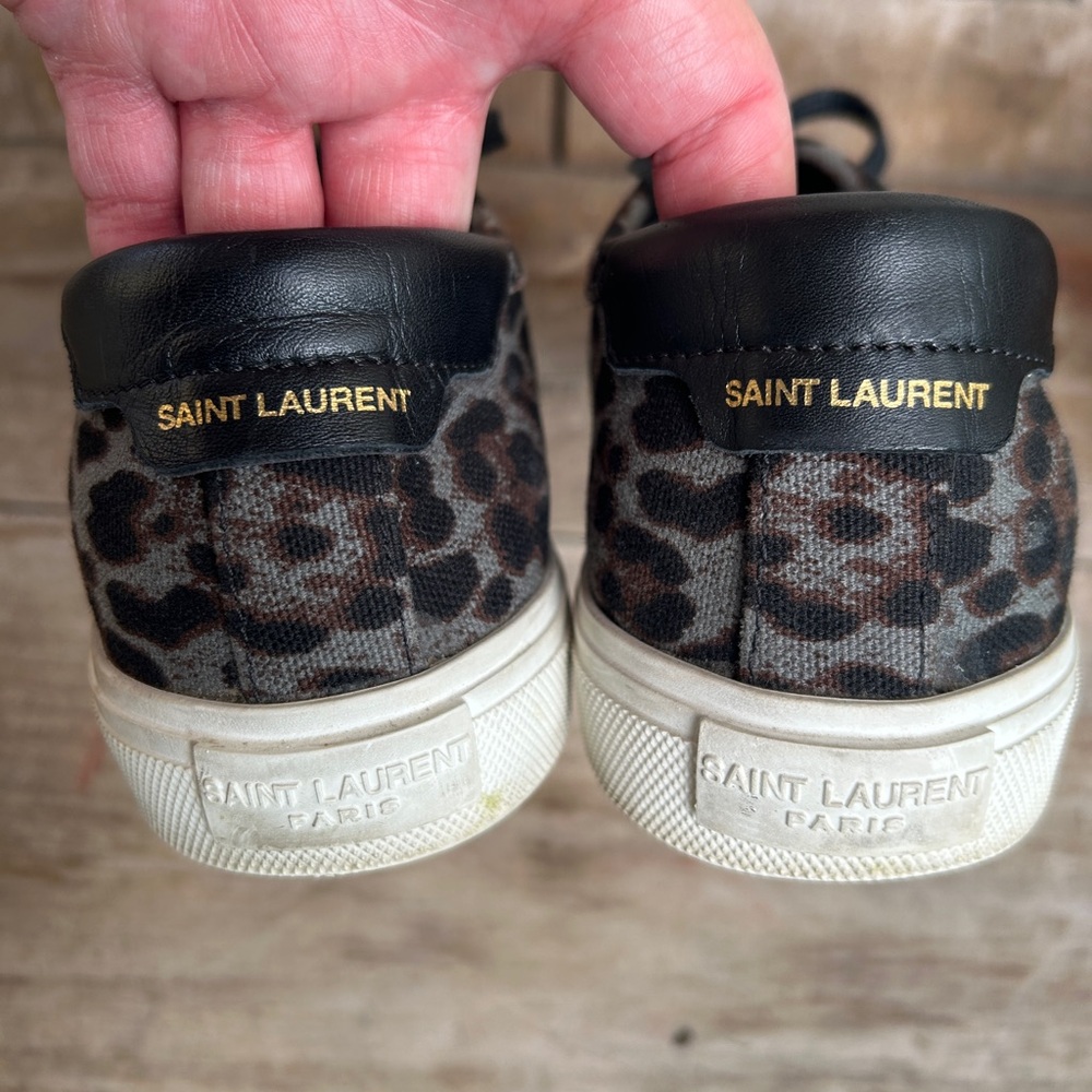 Saint Laurent Leopard Print Blue Black Brown Sneakers 39.5 (fit 8.5) - Picture 2 of 12